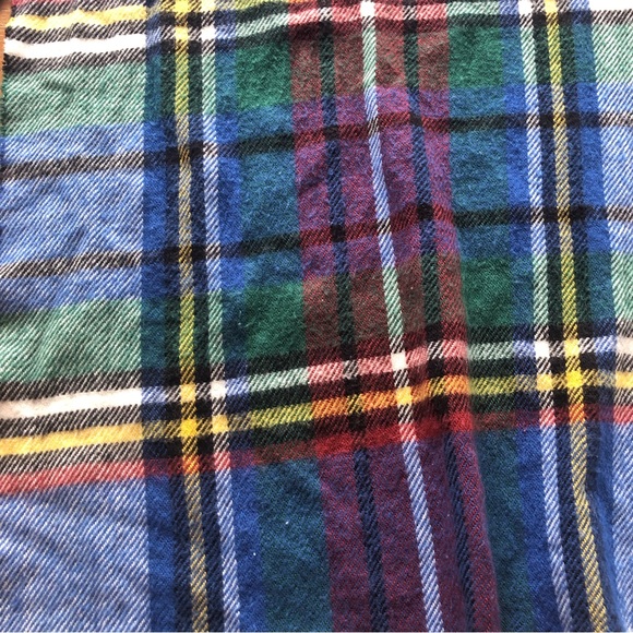 Vintage Colorful Plaid Cashmere Scarf Fringe Italian Soft Rainbow Colors - Picture 5 of 6